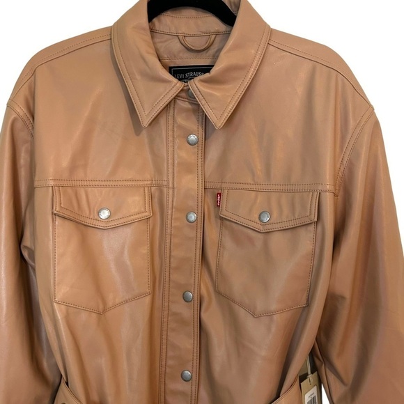 Levi's Women's Faux Leather Belted Shirt Jacket - Picture 6 of 14